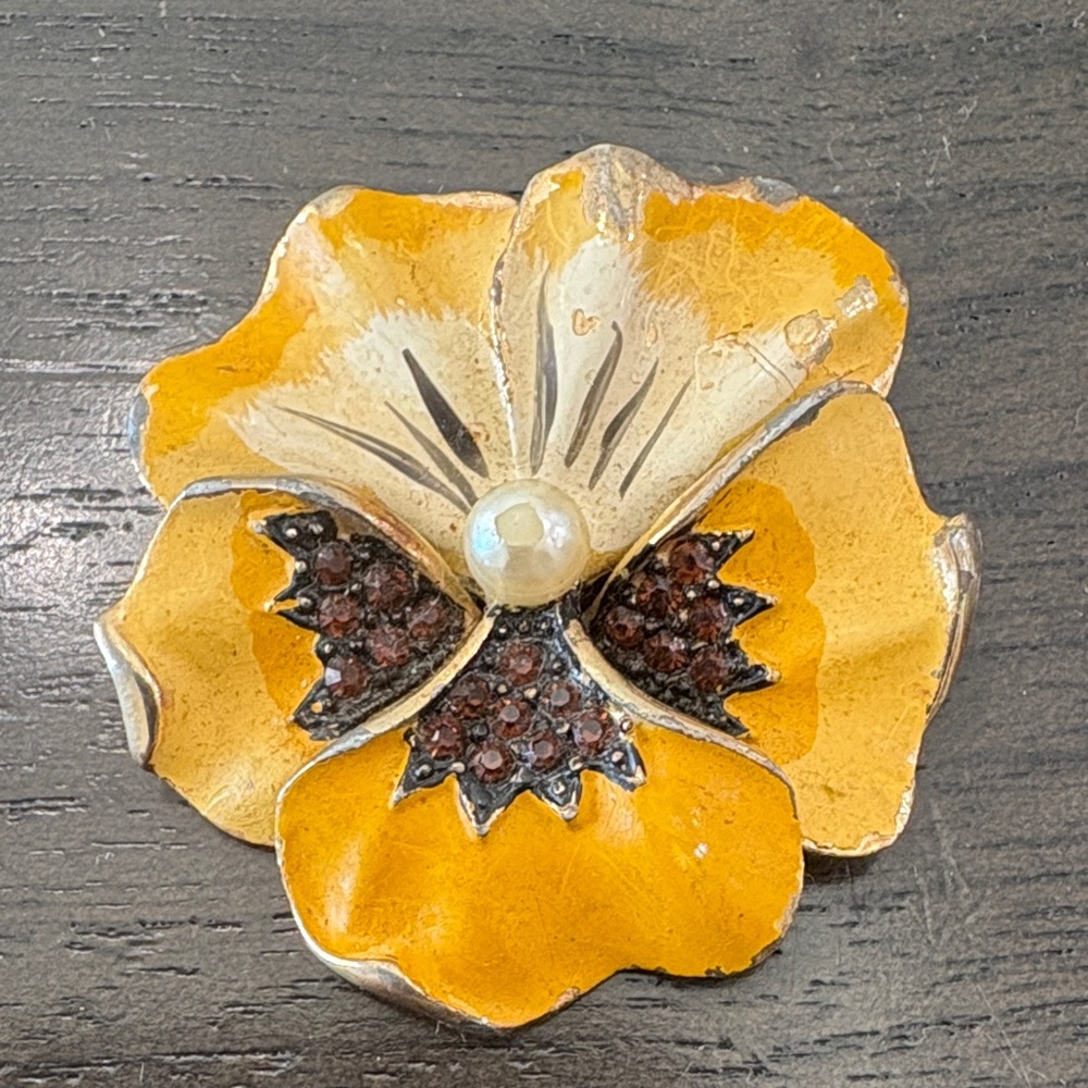 Vintage Yellow Floral Brooch